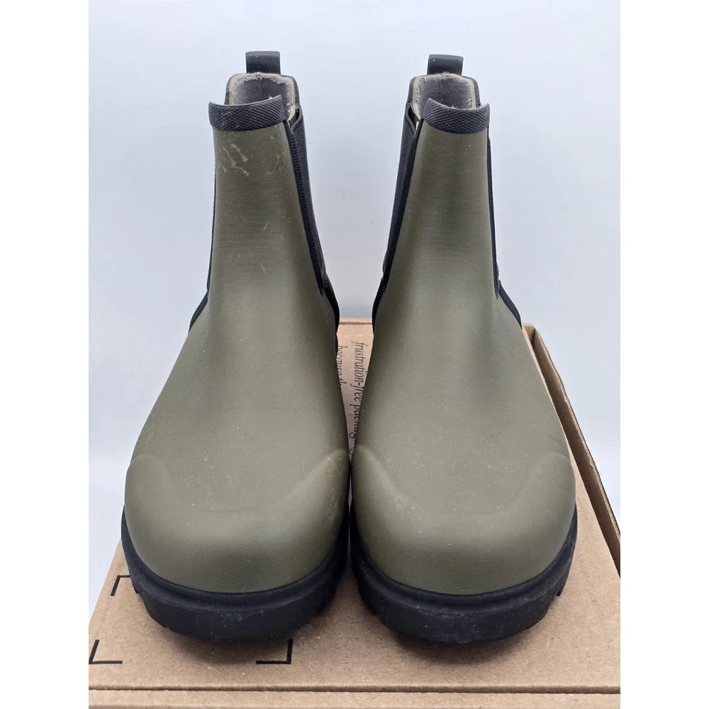 Bogs Olive Green and Black Chelsea Rain Boots 8